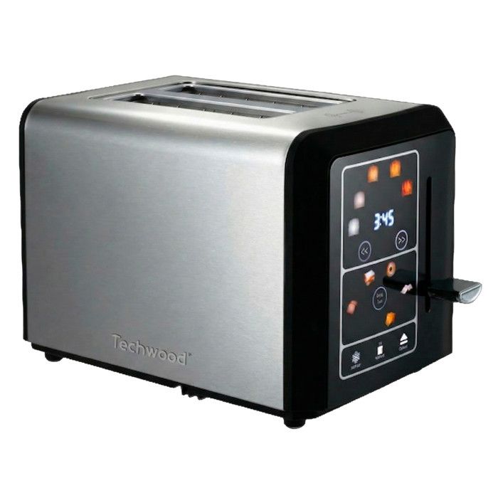 Techwood TGP-340D Grille-pain 2 fentes 800W, 6 niveaux de toastage, affichage brunissage et temps restant