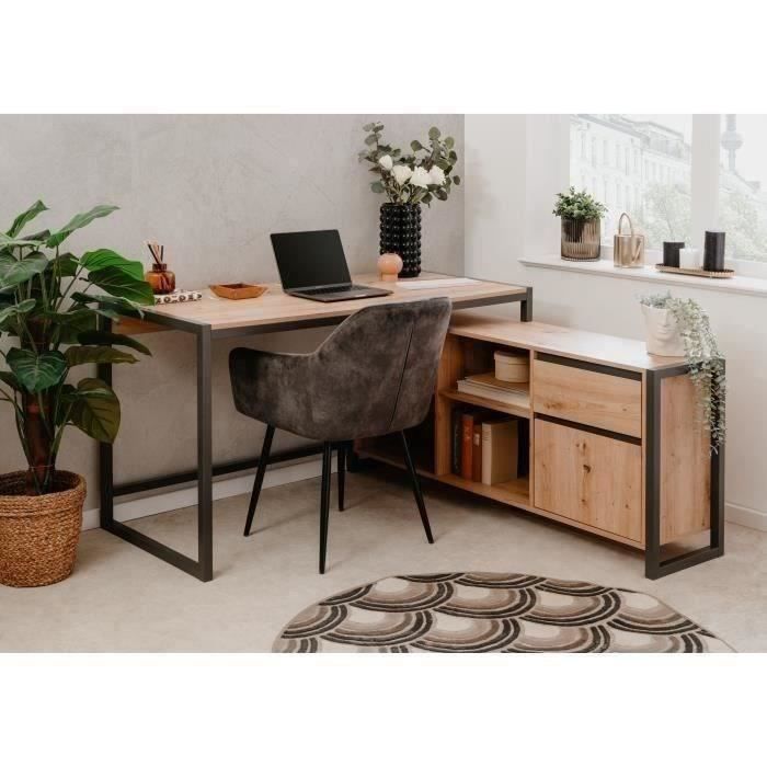 Calicosy Bureau d'Angle Modulable Décor Chêne L139 cm - Prague