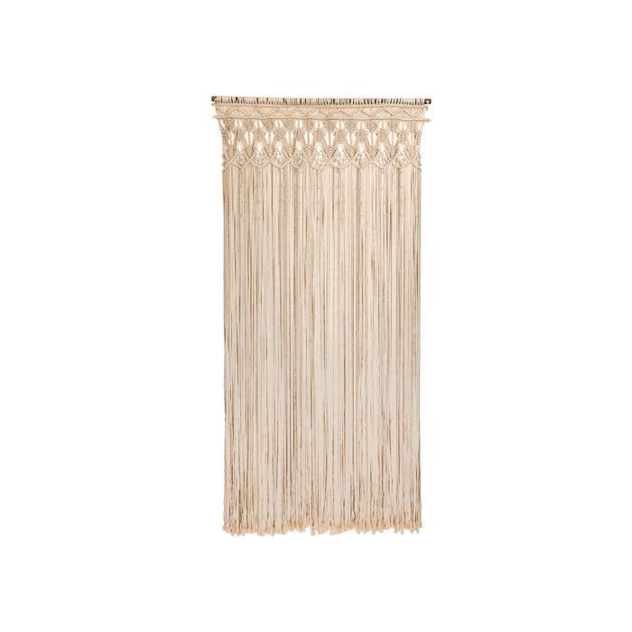 Jardiline Rideau de porte macramé bohème beige L.200 x l.90cm