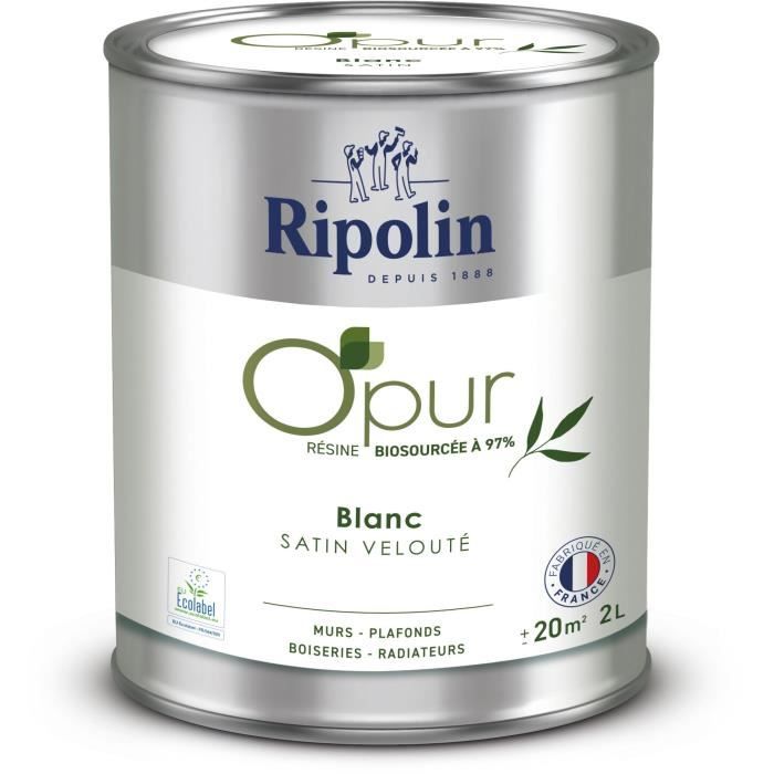 Ripolin Peinture OPUR murs boiseries & radiateurs - 472822 - Blanc - Satin veloute - 2 L