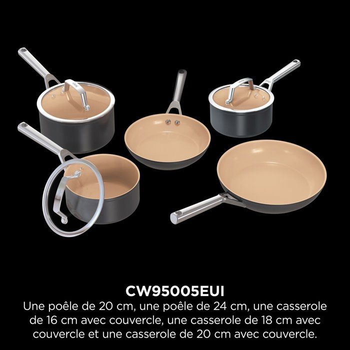 Ninja Batterie de 5 poêles et casseroles en céramique Extended Life | CW95005EUI | par SharkNinja