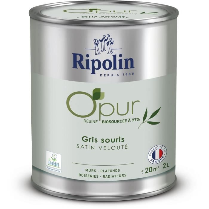 Ripolin Peinture OPUR murs boiseries & radiateurs - 472827 - Gris souris - Satin veloute - 2 L