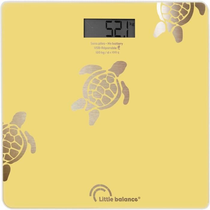 Little Balance Pese-personne - 8729 - Tortues gold métallisées - USB-réparable - 180 kg / 100 g