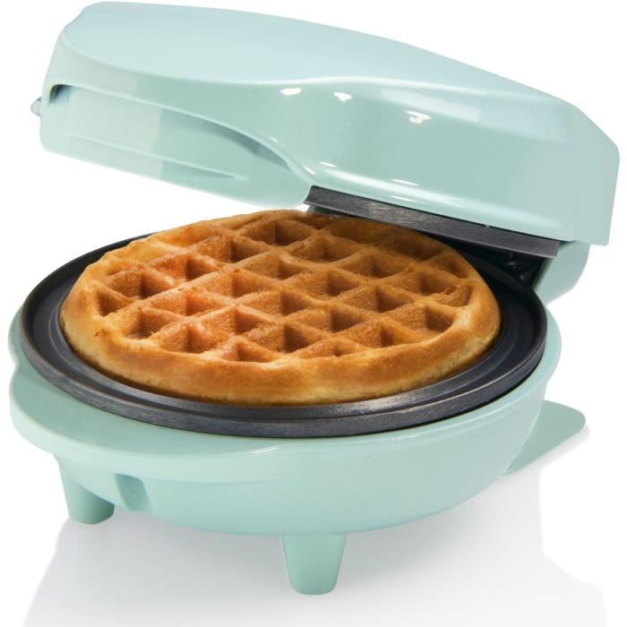 Bestron Mini gaufrier pour gaufres classiques Petit gaufrier avec revêtement anti-adhésif Design rétro 550 Watts Couleur