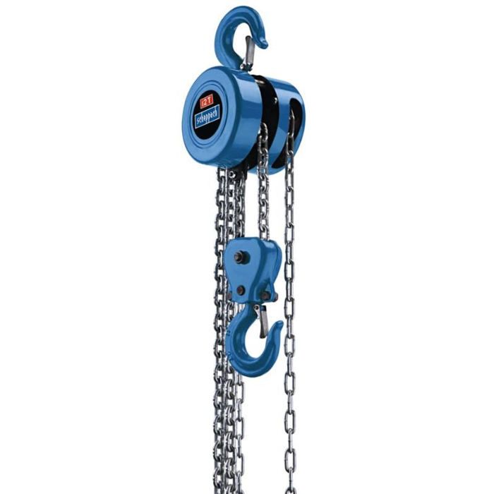 Scheppach Palan à Chaîne CB02 - Capacité de charge 2000 Kg - Hauteur de levage 3000 mm - Crochet de levage avec sécurité