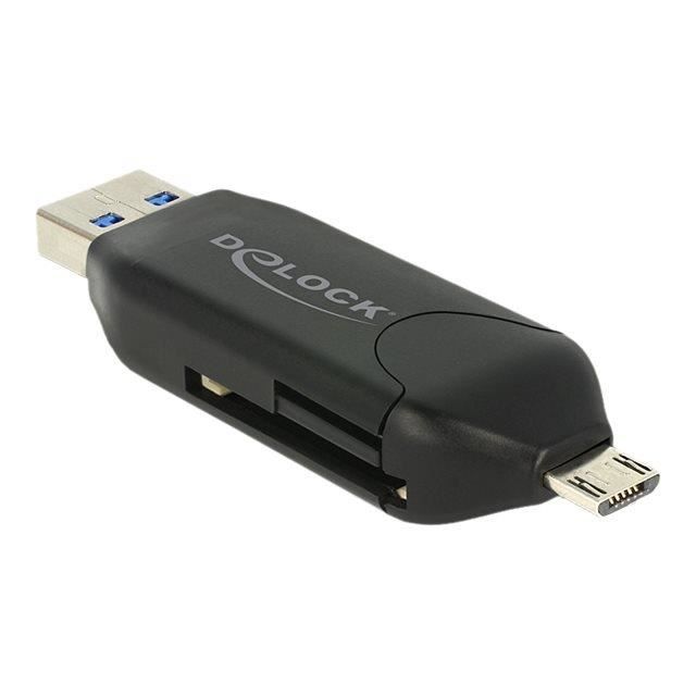 Delock Micro USB OTG Card Reader + USB 3.0 A male Lecteur de carte (MS MMC SD microSD SDHC SDXC) USB 2.0-USB 3.0