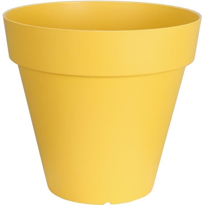 Riviera Bac a fleurs rond SOLEILLA - Plastique - Diametre 60 cm Jaune