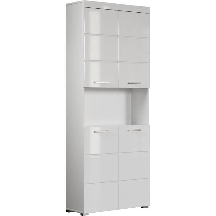 Trend Team AMANDA - Meuble de salle de bain mélaminé - Meuble Colonne. Blanc brillant. L-H-P: 73 - 190 - 31 cm