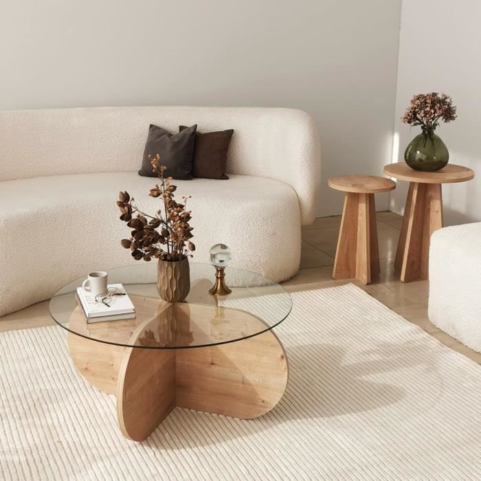 Hanah Home Table basse en verre Bubble Type: Table basse