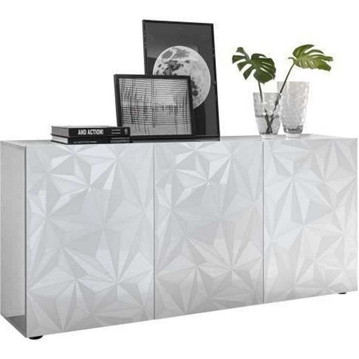 Vente-unique Buffet ERIS - 3 portes - Blanc laqué