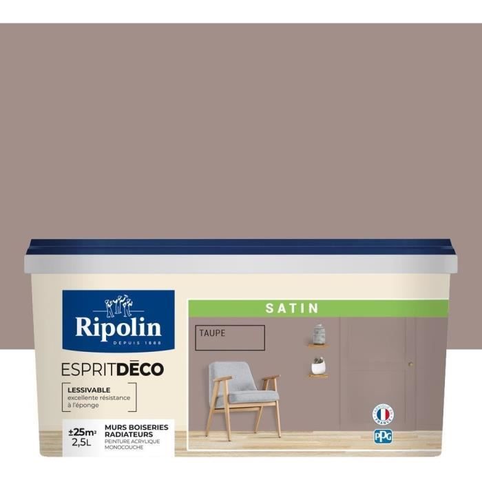 Ripolin Peinture murale pour toutes pièces - Taupe satin - 25 L Marron