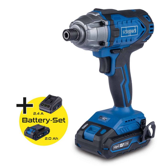 Scheppach Clé à choc sans fil C-ID180-X - 1/4 brushless 180 Nm 3600 bmp - 20V IXES - Batterie 2Ah + chargeur 2.4A