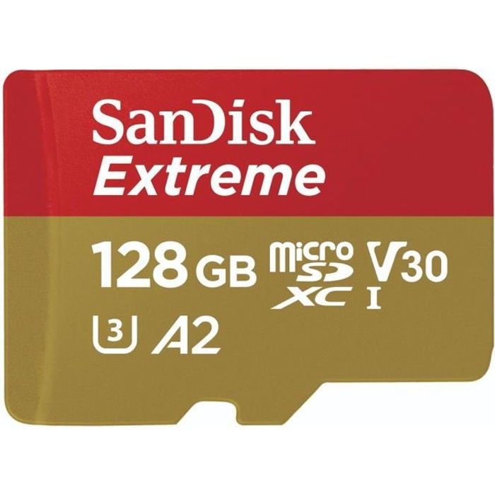 Sandisk Carte M.SDXC Extreme - 128GB - A2/V30/U3/UHS-I - 160MB/s - Mobile Gaming Noir