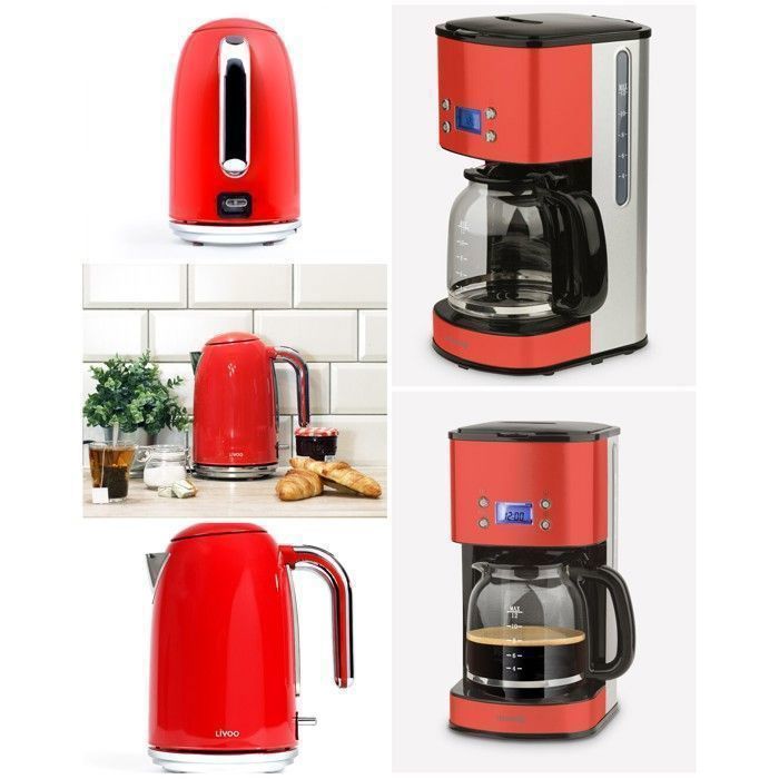 Techwood Pack Bouilloire 1L7 2200W + Cafetière INOX Programmable 1l5 1000W