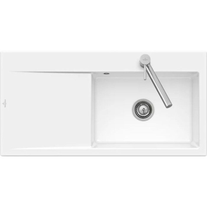 Villeroy & Boch Evier a encastrer 1 bac VILLEROY ET BOCH Subway Style 60 egouttoir à gauche vidage manuel Blanc CeramicPlus