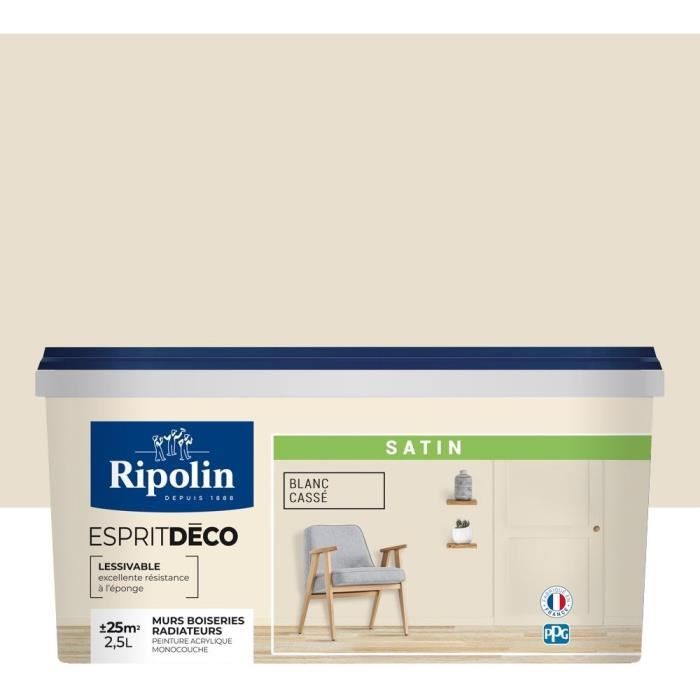 Ripolin Peinture murale pour toutes pièces - Blanc cassé satin - 25 L