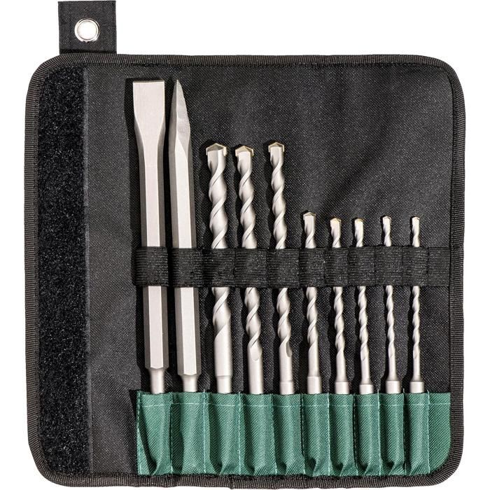 Metabo Assortiment 10 pièces de forets SDS-Plus et burins en étui souple