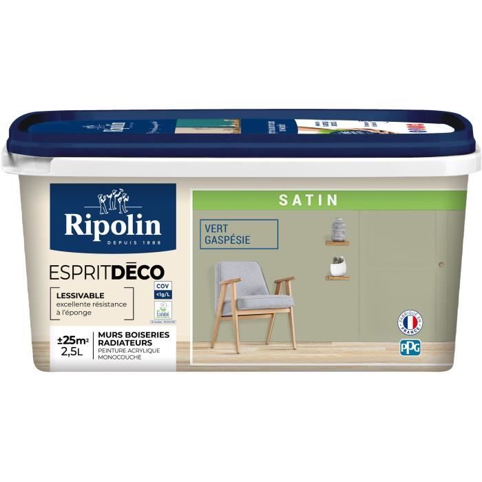 Ripolin Peinture esprit deco multi-supports - 445877 - Vert gaspesie - Satin - 25 L
