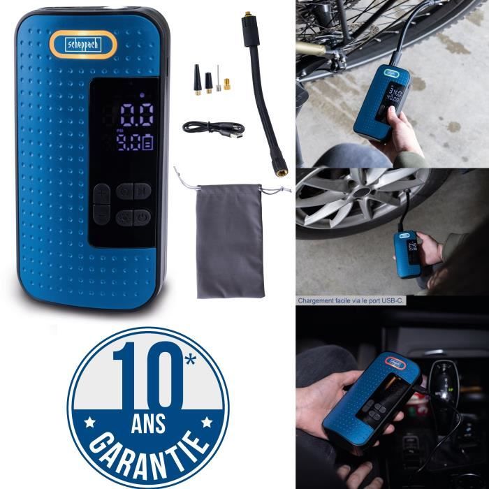 Scheppach gonfleur electrique compresseur a air portatif sans fil 10 3 bars 150 psi convient pour velo voiture moto sport -AC10/8V