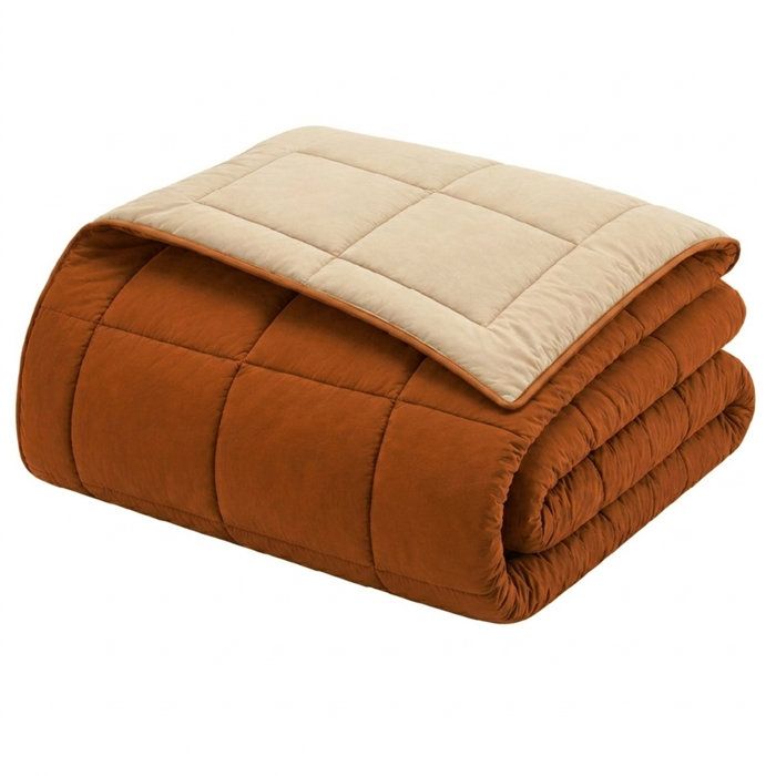 Toison D'or HUDSON - Couette Légère Microfibre - 200 gr/m2 - Ocre & Galet - 220 x 240