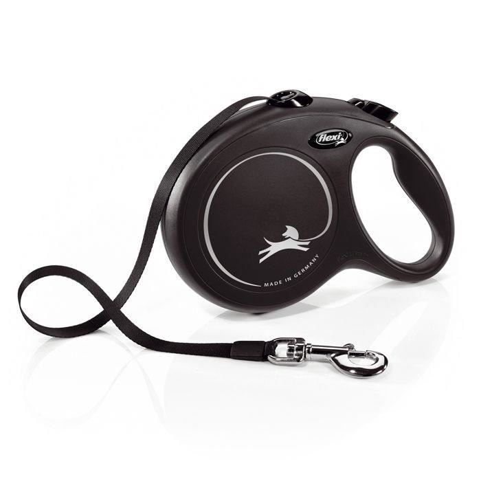 Flexi New Classic Laisse sangle - L: 8 m - Noir - Pour chien