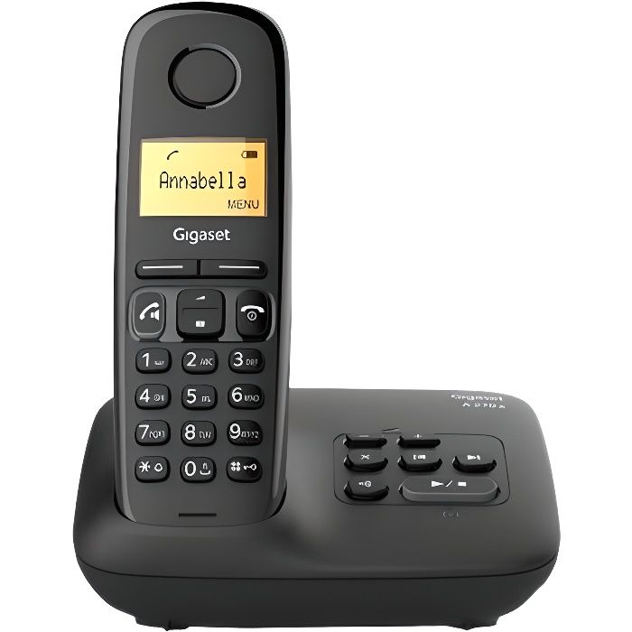 Gigaset Téléphone sans fil - A270A - Système de répondeur - ID dappelant Noir