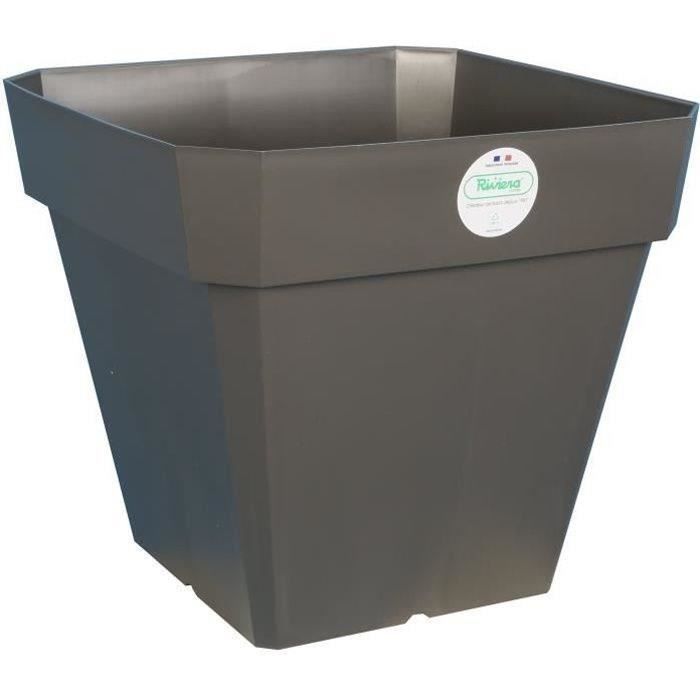 Riviera Pot de fleurs - Soleilla - Carré - 40 x 40 cm - Gris pailleté