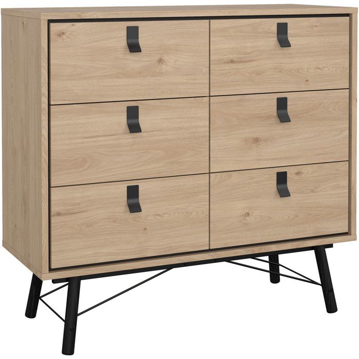 Calicosy Commode double 6 tiroirs avec piètement métallique L101,8 cm - JOYCE