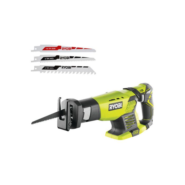 Ryobi Pack - Scie sabre RRS1801M - 18V One+ sans batterie ni chargeur - Lot de 3 lames RAK3RBWM spéciales scie sabre