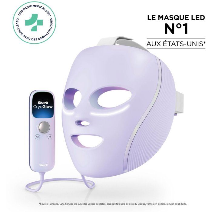 Shark Masque LED CryoGlow avec rafraîchissement du contour des yeux Blanc pour femme