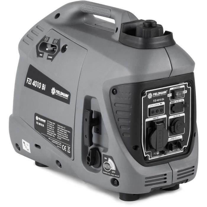 Fieldmann Groupe électrogène à essence - FZI 4010-Bi - Moteur OHV 54 cc - 900 W - Autonomie 8 5 h - Sorties 230V/12V/USB