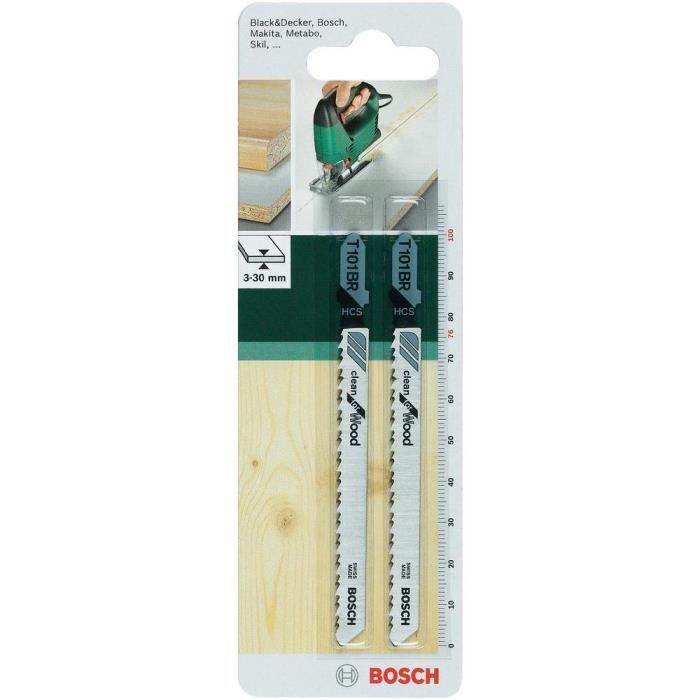 Bosch Lames de scie sauteuse - T101BR - HCS - 76 mm - 2 pièces
