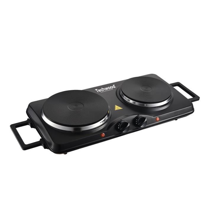 Techwood Plaque de cuisson electrique 2 feux 2500 W noir 49 x 28,5 CM