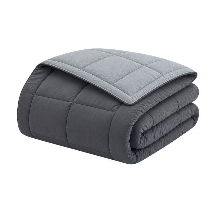 Toison D'or CALGARY - Couette Chaude Microfibre 400gr/m² - Gris & Argent - 240 x 260 cm