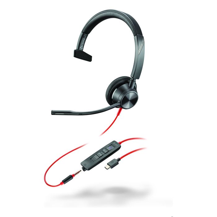 Poly Blackwire 3315 filaire USB-C/USB-A jack 3,5 mm monoaural noir Teams