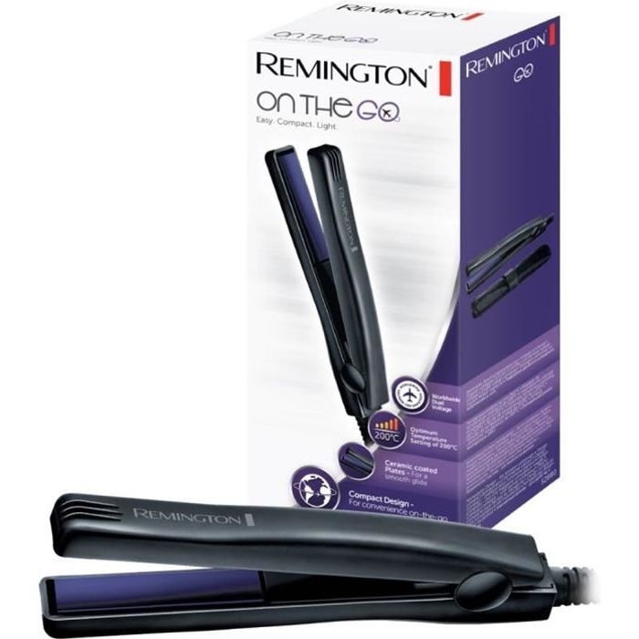 Remington S2880 Fer à Lisser Mini Lisseur de Voyage Advanced Ceramic On The Go Taille Ultra Compacte