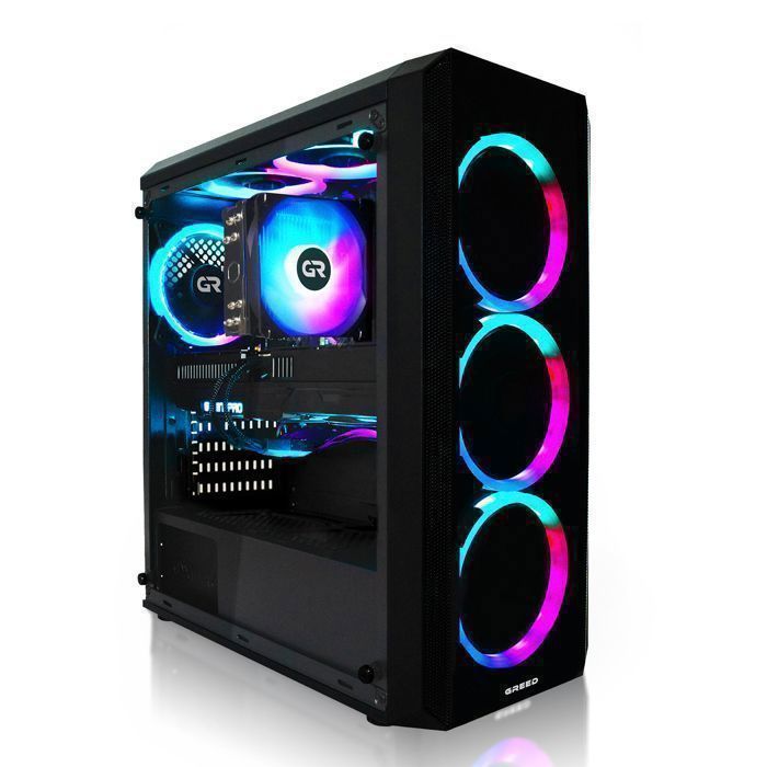 Greed MK2 AMD - PC Gamer - AMD Ryzen 7 5700X + AMD Radeon RX 9060XT (8GO) - PC Gaming avec 16GO DDR4 RAM - 1TO SSD - Windows 11 Pro Noir