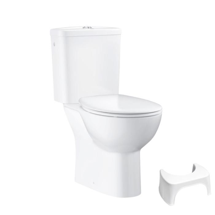 Grohe PACK WC avec bride à poser Bau Ceramic + Tabouret physiologique plastique