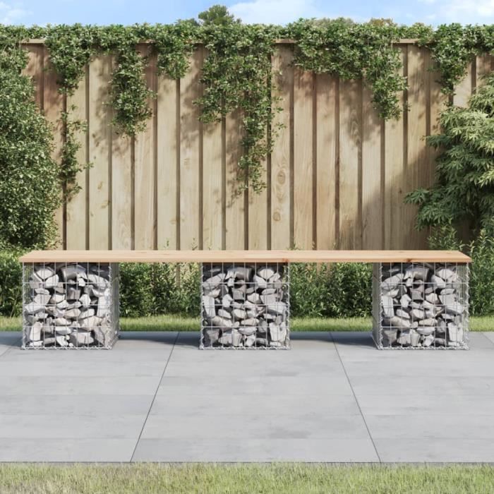 Vidaxl Banc de jardin design de gabion 203x44x42 cm bois massif de pin 834341