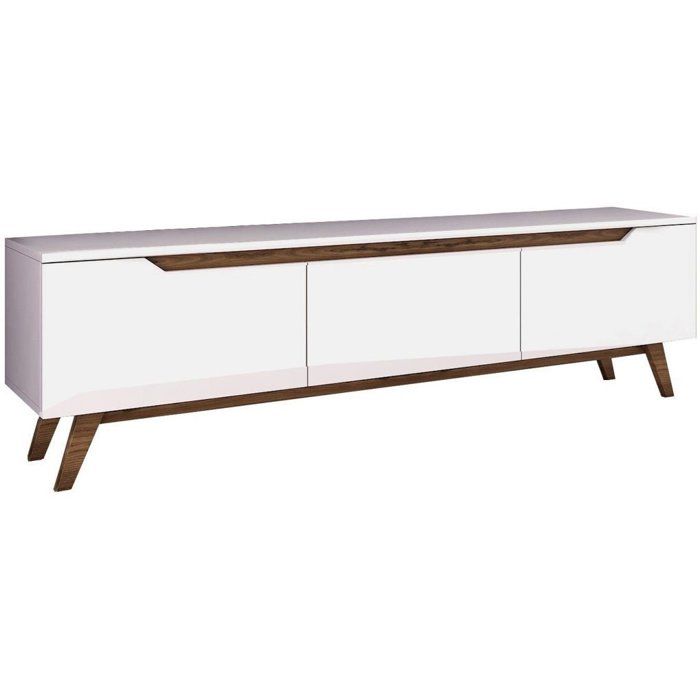 Hanah Home Meuble TV en aggloméré blanc et noyer Carl
