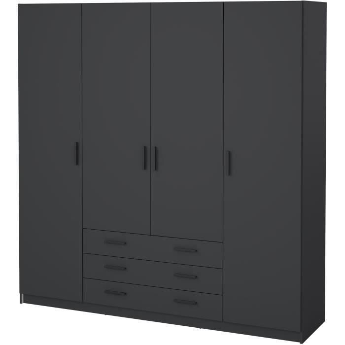 Calicosy Armoire 4 portes et 3 tiroirs L196 cm - PRINT