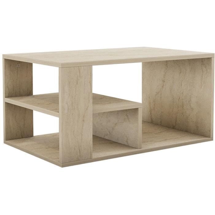 Calicosy Table basse - EROS - Rectangulaire - Travertin - 80 x 50 x 40 cm