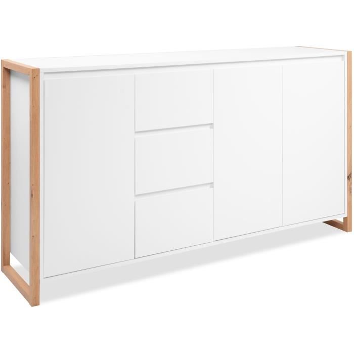 Calicosy Buffet Bas 3 portes 3 tiroirs L160 cm - DENVER