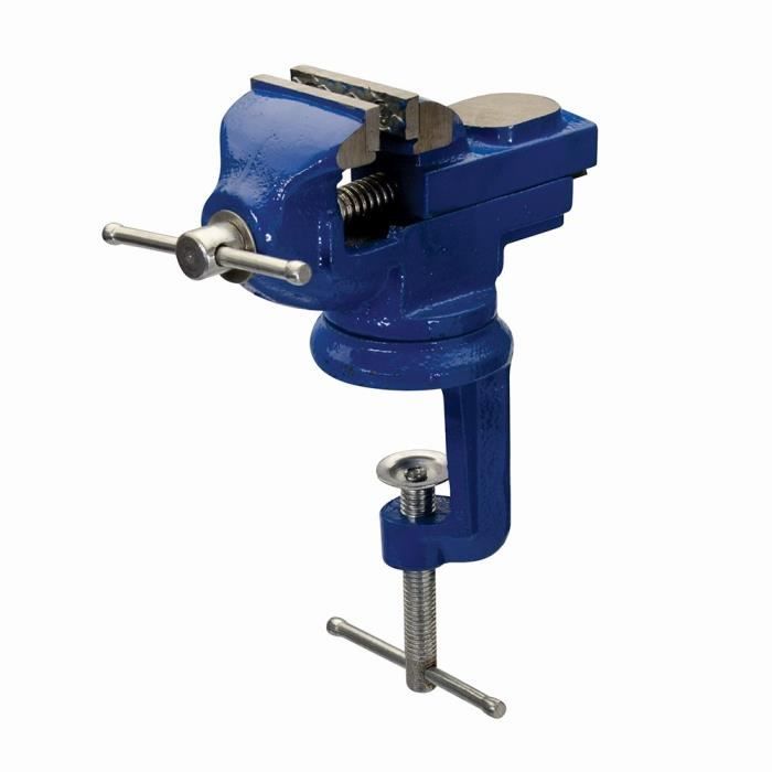 Silverline Étau à base pivotante - Capacité des mâchoires de 50 mm - Corps en fonte avec enclume Bleu