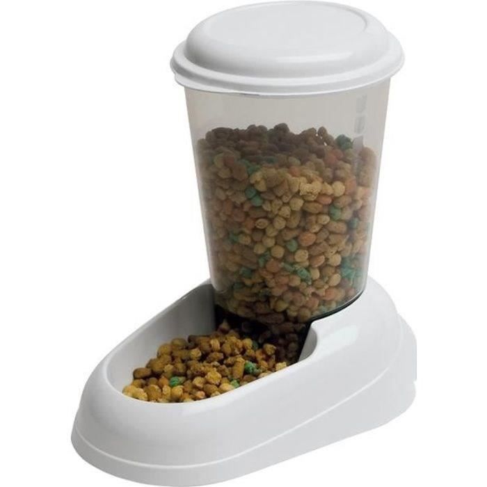 Ferplast Distributeur croquettes Zenith 3L en plastique - 29,2x20,2x28,8 - Blanc - Chien et chat